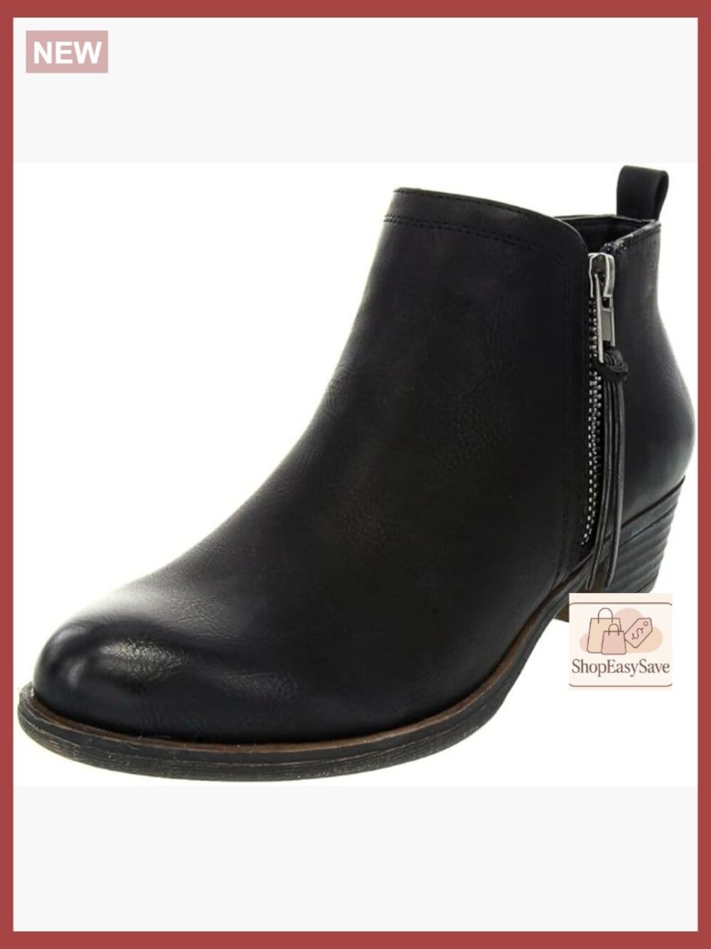 Chic Ankle Bootie Classic Low Heel Zip Closure Faux Leather Minimal Fall
